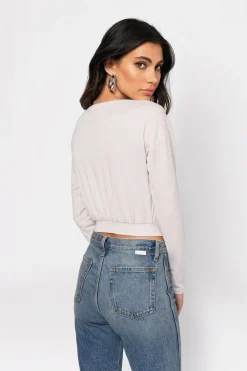 Tobi Wrap City Crop Top - Stone