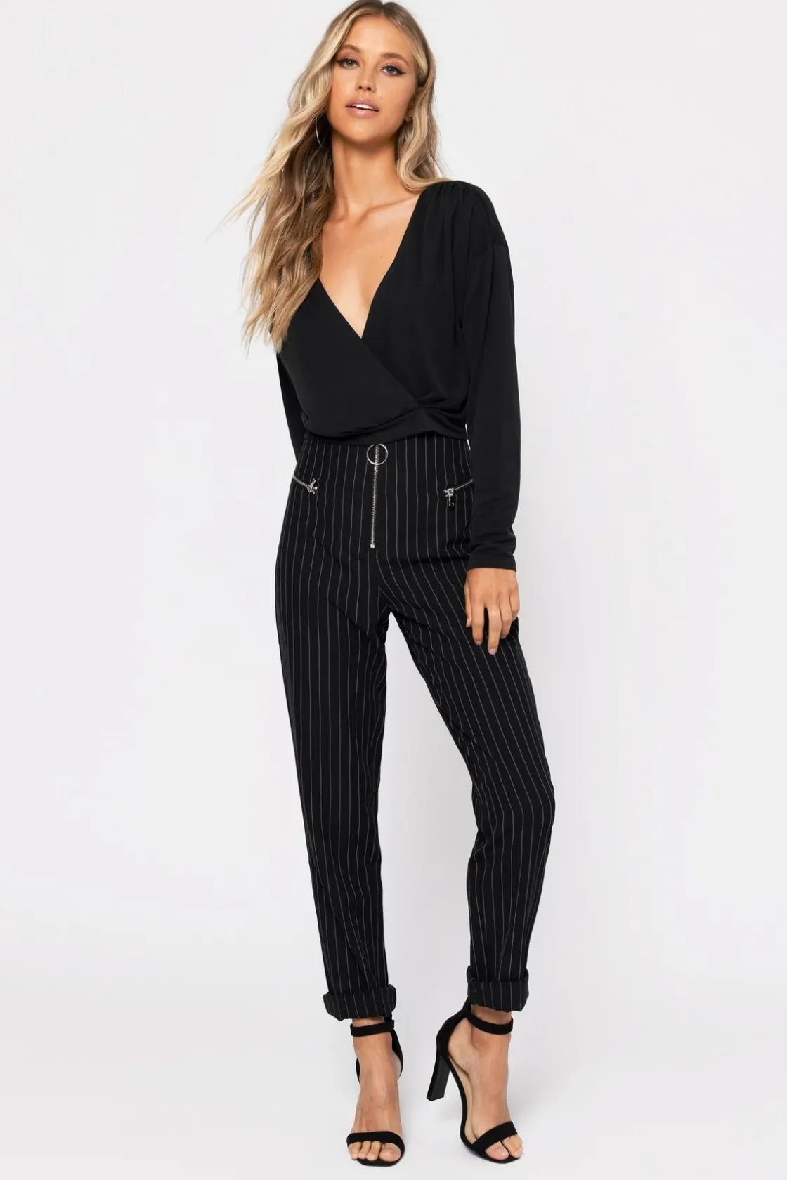 Tobi Wrap City Crop Top - Stone