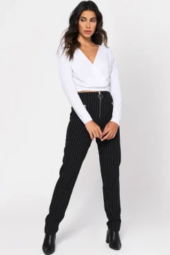 Tobi Wrap City Crop Top - Stone