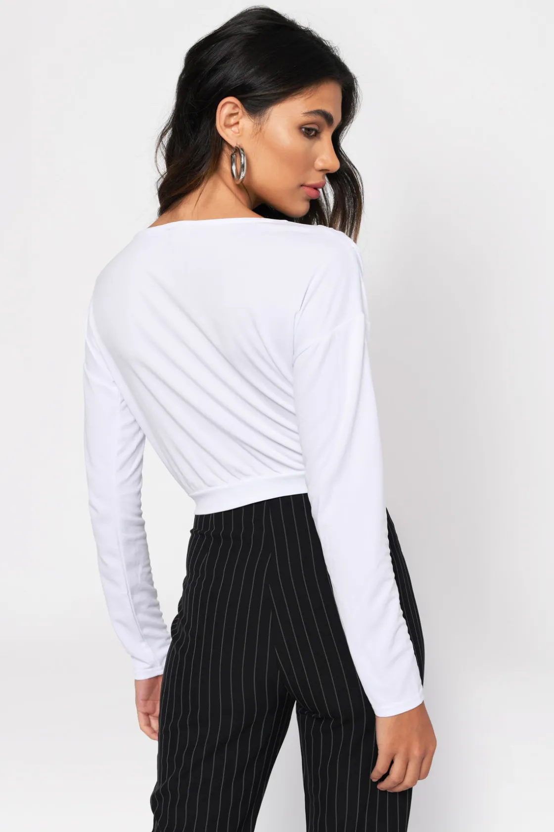 Tobi Wrap City Crop Top - Stone