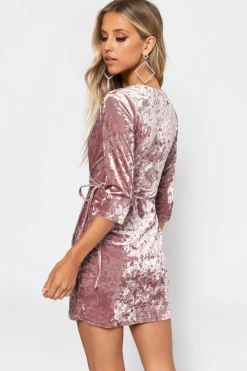 Tobi Wrap It Up Velvet Deep V Mini Dress -