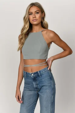 Tobi Wrapped Up Crop Top - Mauve