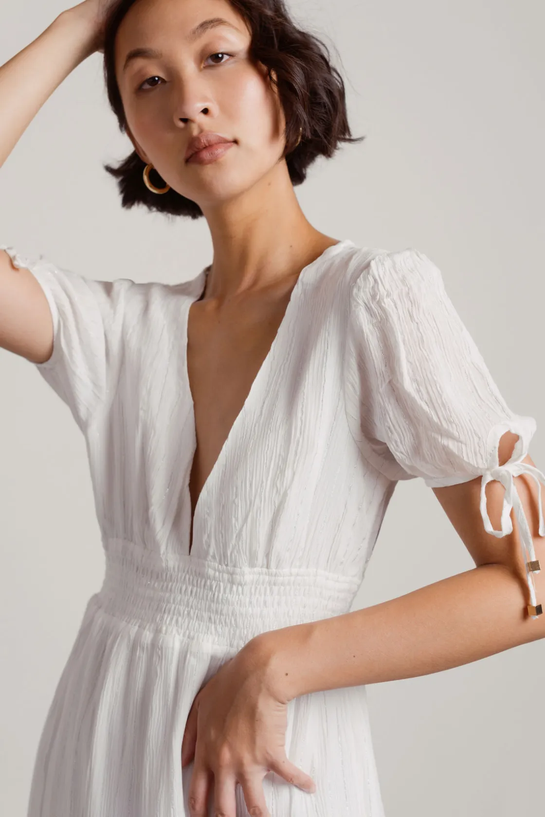 Tobi You Got It Deep V Neck Lurex Midi Dress
