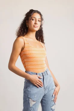 Tobi You Think So Stripe Bodysuit - Orange