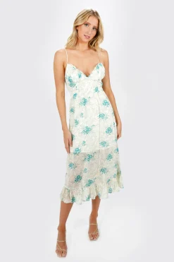Tobi Zariah Floral Ruffled Hem Midi Dress -