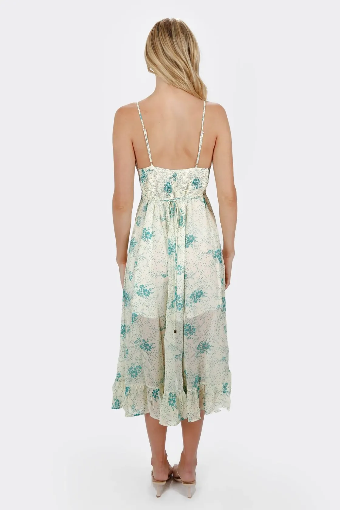 Tobi Zariah Floral Ruffled Hem Midi Dress -
