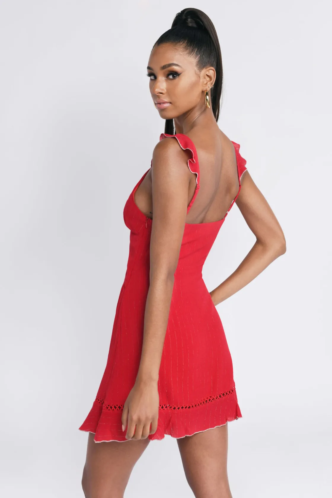 Tobi Zoey Front Knot Skater Mini Dress -